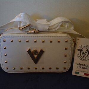 New VALENTINO ORLANDI Studded Guitar Strap Double Zip Crossbody Camera NWT